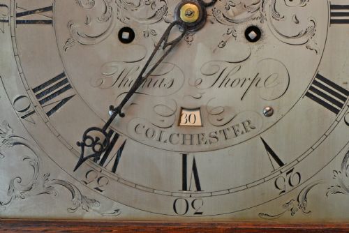 fig 3. 18th century oak grandfather clock Thomas Thorp Colchester