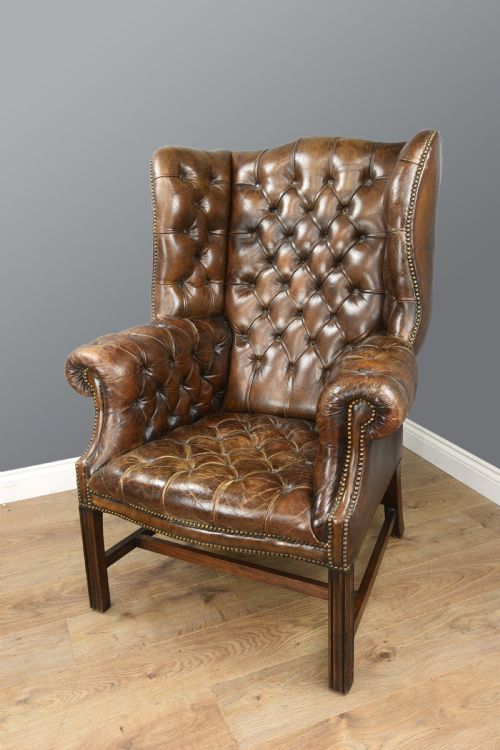 Antique Leather Wing Chair