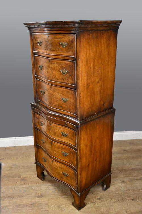 fig 1. small serpentine walnut chest on chest