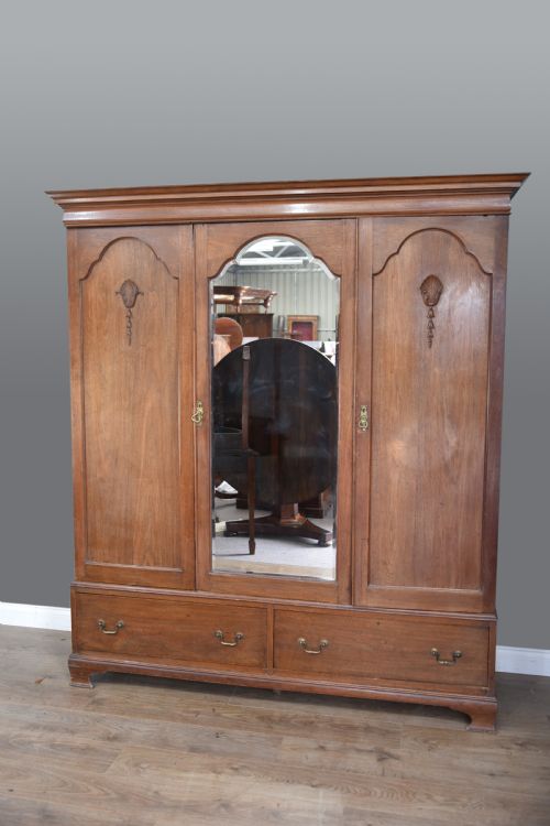 Antique Walnut Triple Wardrobe by Harrods London