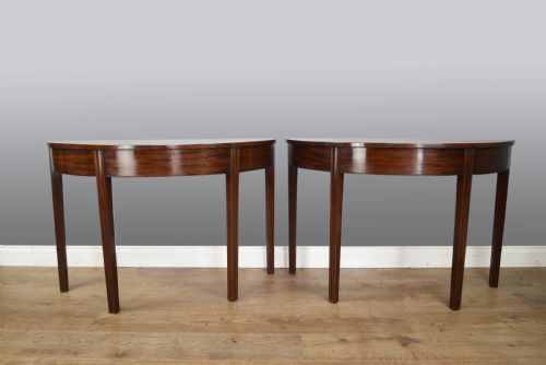 Antique Georgian Mahogany Demi Lune Console Tables