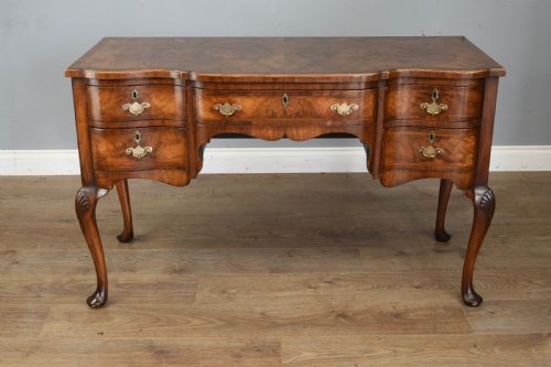 Antique Serpentine Walnut Writing Table Side Table