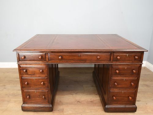 Edwardian Mahogany Double Sided Partners Desk