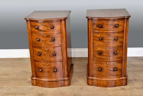 Pair of Victorian Bow Front Mahogany Beside Chests of Drawers