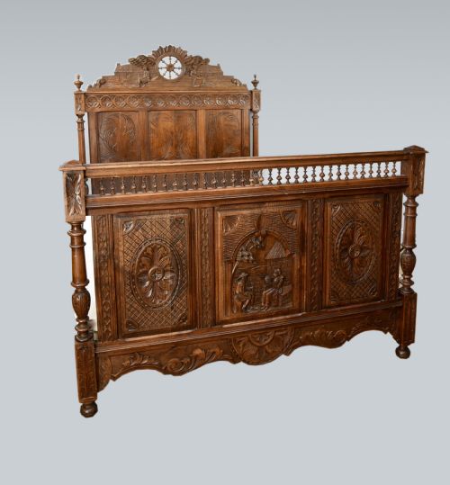Antique Carved Oak Double Bed