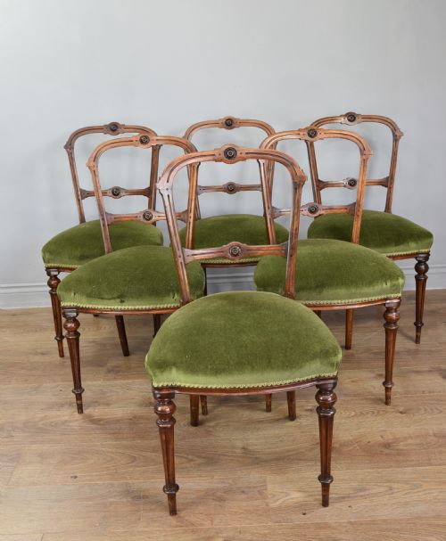 Set of Six Victorian Walnut Dining Chairs