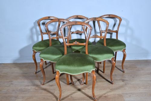 Set of Six Victorian Walnut Dining Chairs