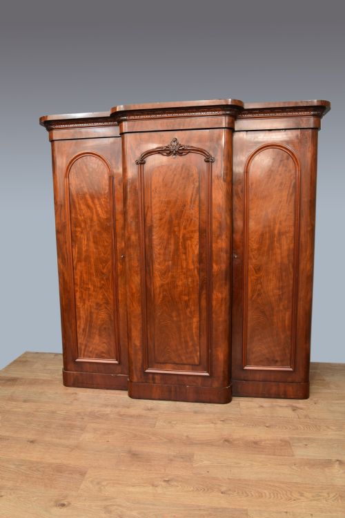 Victorian Mahogany Breakfront Triple Wardrobe