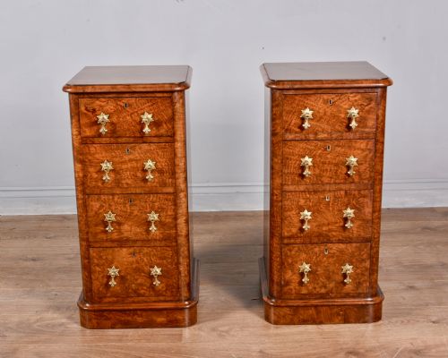 Pair of Victorian Walnut Bedside Chests of Drawers