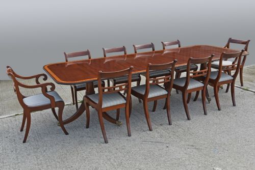 Regency Style Mahogany Dining Table and 10 Chairs