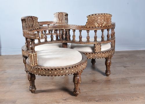 19th Century Anglo Indian   Inlaid Conversation Seat