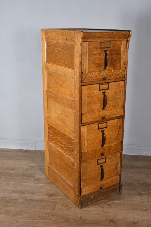 Rare Antique Oak Globe Wernicke Four Drawer File Cabinet