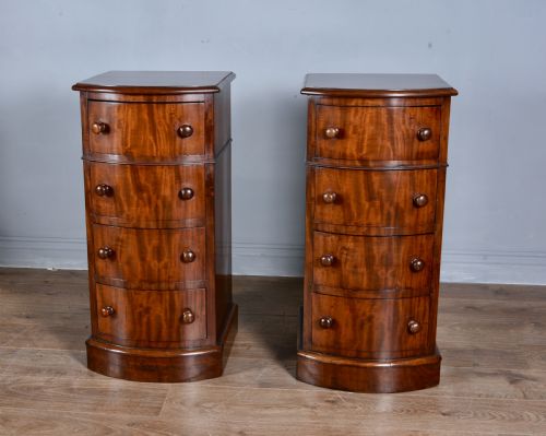 Pair of Mahogany Bow Front Bedside Chests of Drawers