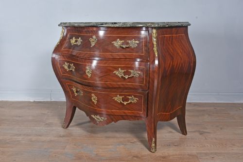 Mahogany Marble Top Bombe Commode