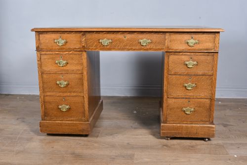 Victorian Oak Pedestal Desk