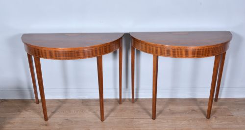 Pair of Georgian Mahogany Demi Lune Console Tables
