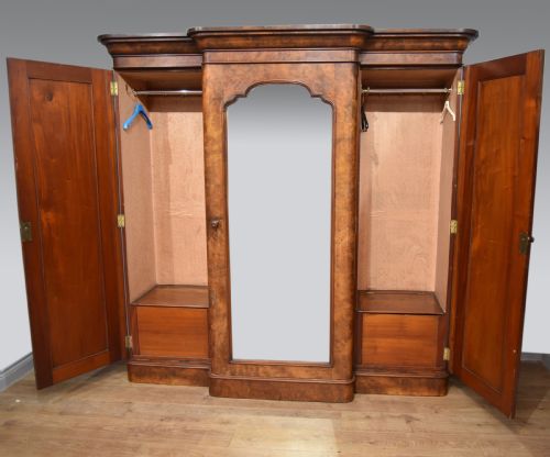 fig 1. Victorian burr walnut triple breakfront wardrobe