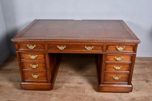 fig 1. Victorian walnut Arts and crafts partners desk Rugbeian provenance
