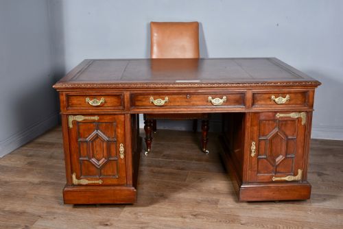 fig 2. Victorian walnut Arts and crafts partners desk Rugbeian provenance