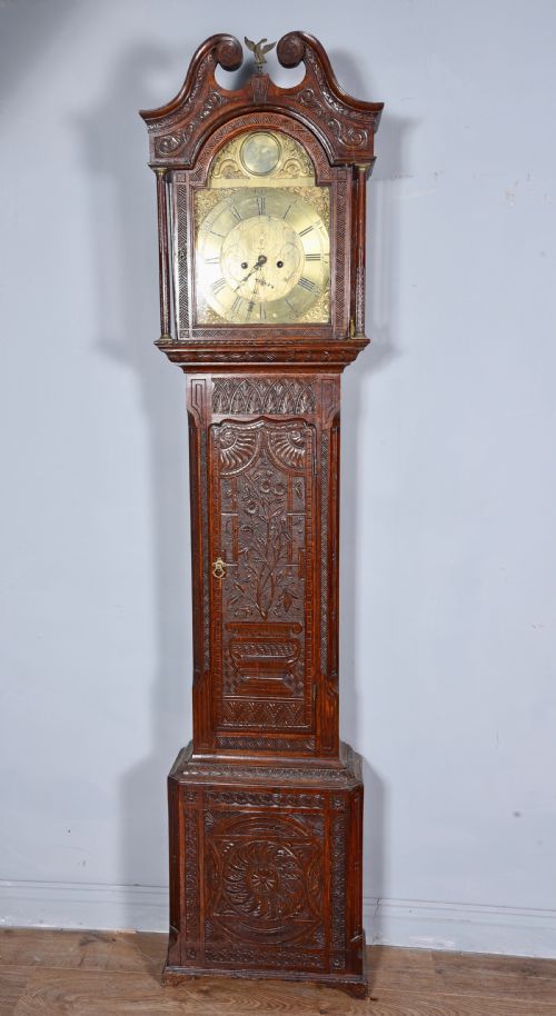 Carved Oak Grandfather Clock John Gladstone Biggar