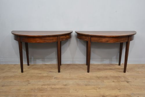 Pair of Antique Georgian Mahogany Demi Lune Console Tables