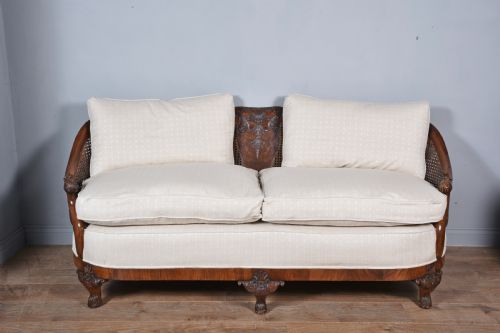 fig 1. Antique carved walnut bergere suite sofa pair of chairs