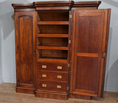 fig 1. Victorian breakfront mahogany wardrobe