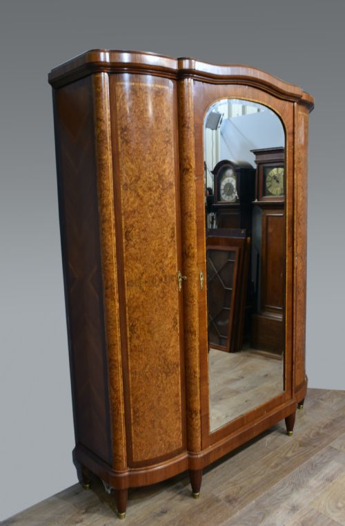 fig 1. large Antique French Amboyna triple wardrobe