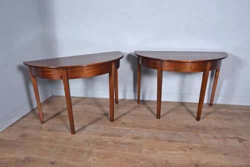 Pair of Georgian Mahogany Demi Lune Console Tables