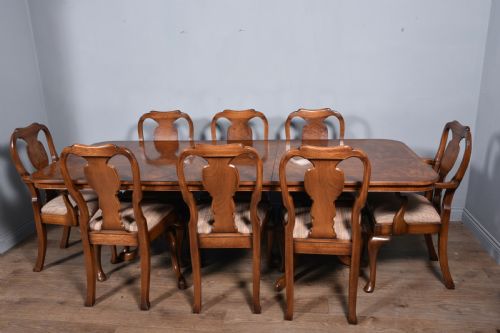 Walnut Dining Table and Eight Chairs