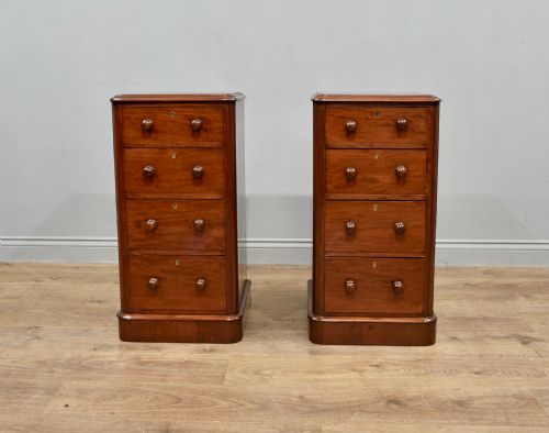 Antique Pair of Victorian Mahogany Bedside Chests of Drawers