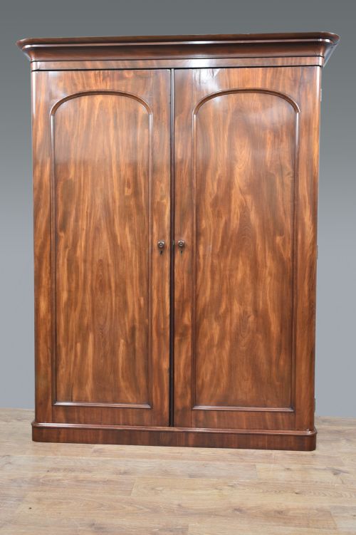 Antique Victorian Mahogany Double Wardrobe