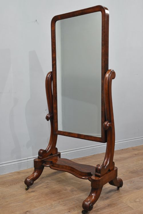 Antique Victorian Mahogany Free Standing Cheval Dressing Mirror