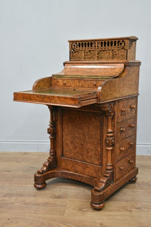 Victorian Walnut Piano Top Pop Up Davenport Desk