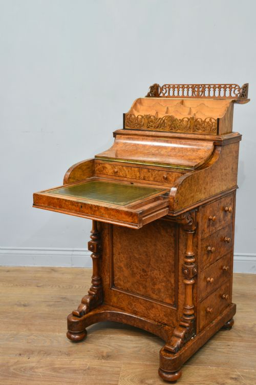 fig 1. Victorian walnut piano top pop up davenport desk