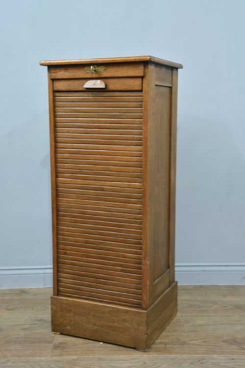 Oak Tambour Front Chest of Filing Drawers
