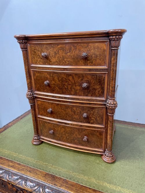 Antique Small Cabinet Makers Sample Apprentice Walnut Chest of Drawers