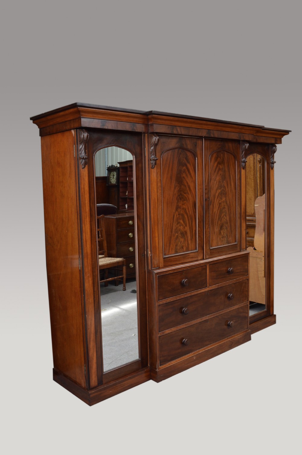 LARGE Antique Victorian 4 door mahogany wardrobe View II