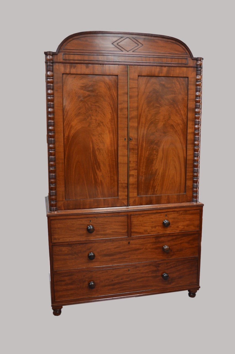 Antique Regency mahogany linen press