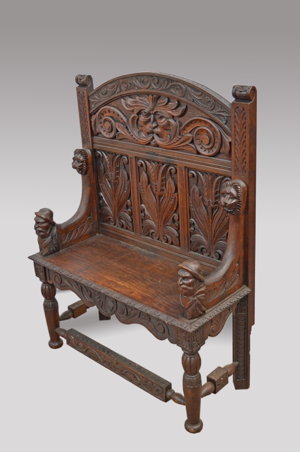 antique carved oak bench settle hall bench 