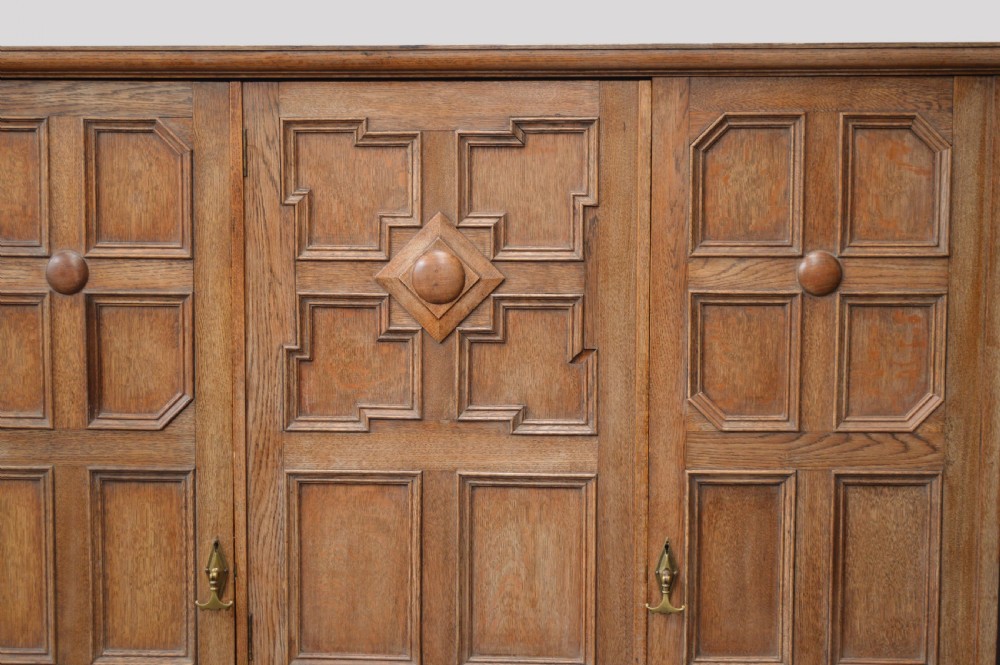 antique oak Jacobean style triple wardrobe  View IV