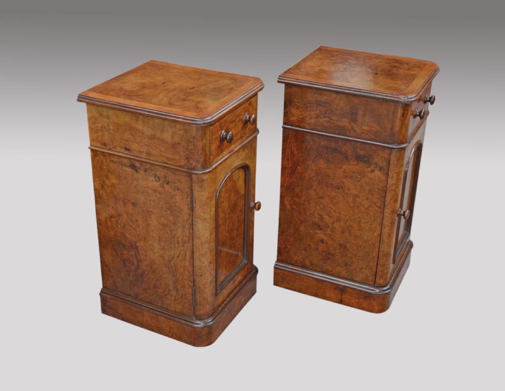pair of Victorian walnut bedside cabinets  View II