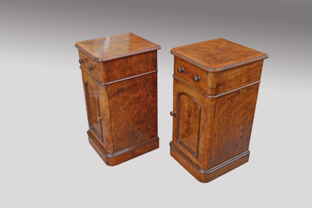 pair of Victorian walnut bedside cabinets  View III