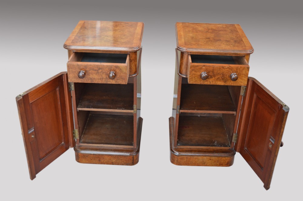 pair of Victorian walnut bedside cabinets  View IV