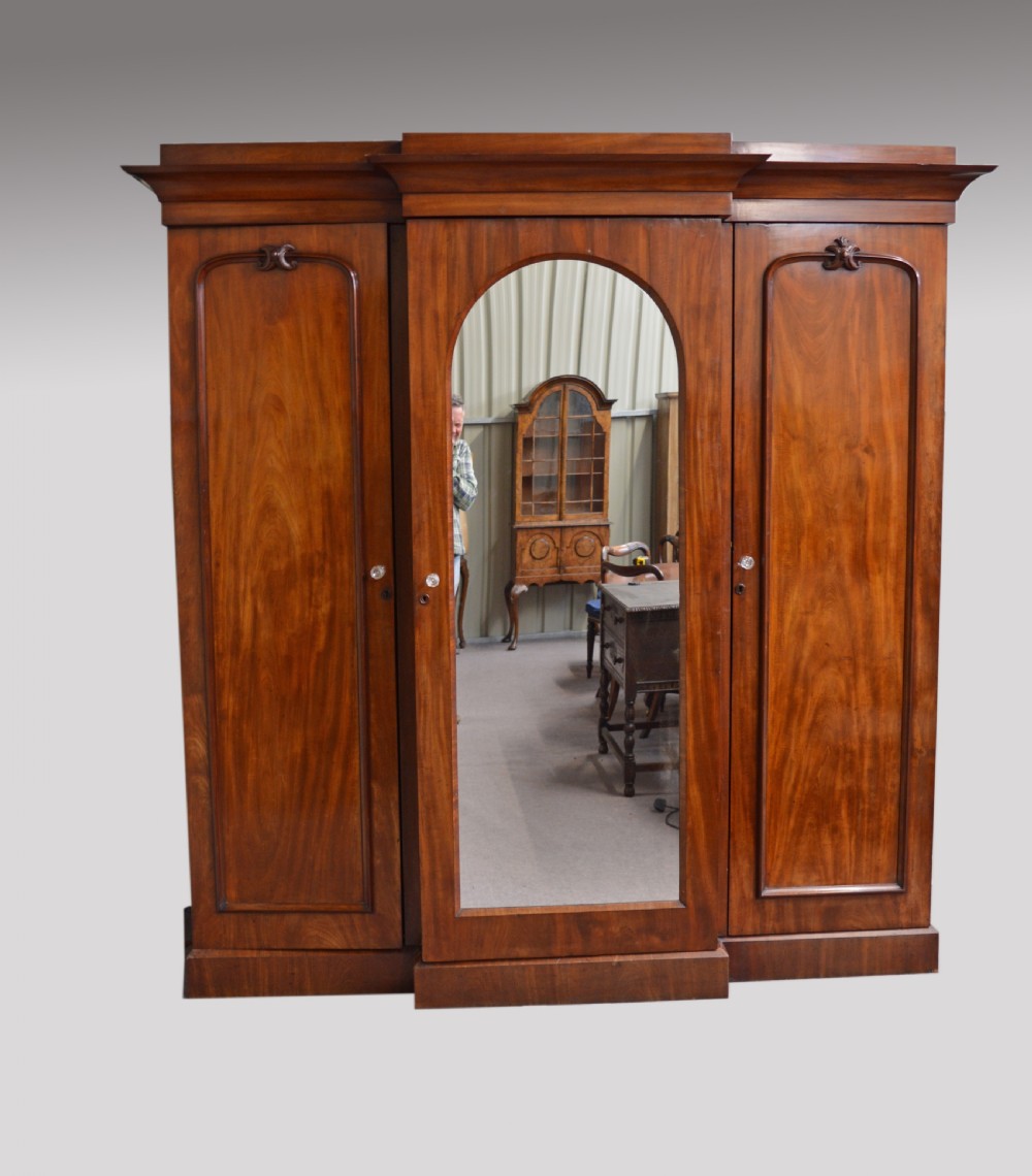 Victorian breakfront triple wardrobe 
