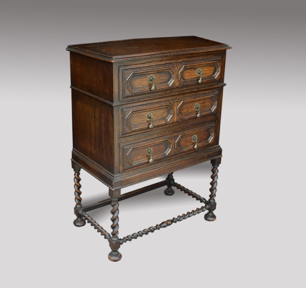 jacobean style oak chest of drawers  View II