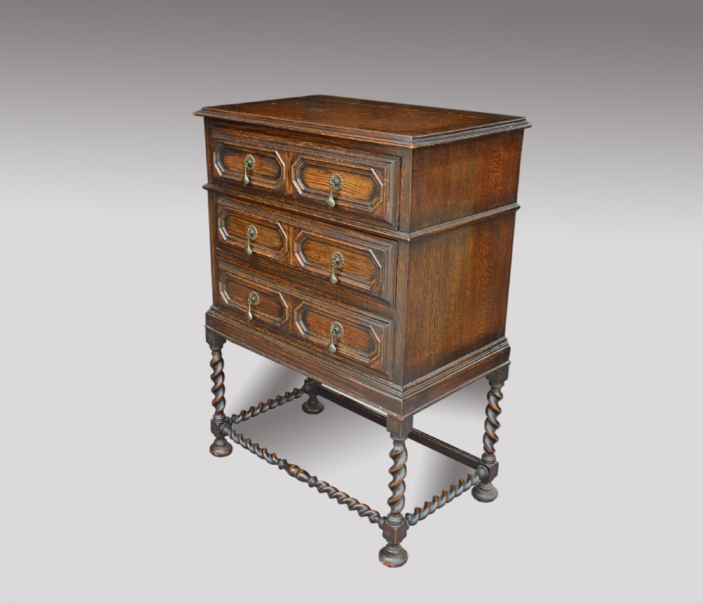 jacobean style oak chest of drawers  View III