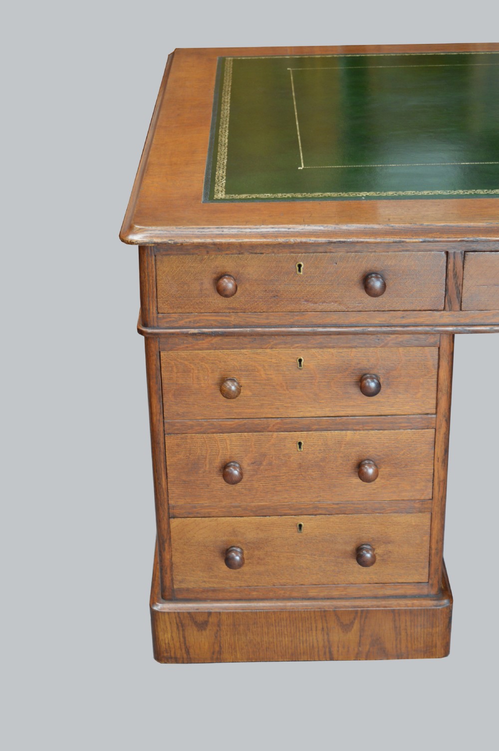 Large Victorian oak 18 drawer partners desk  View VII