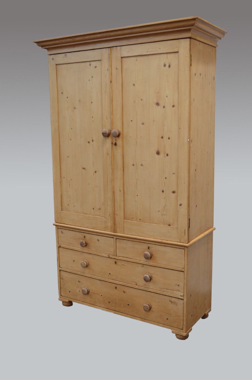 Antique Antique Victorian pine linen press  View II