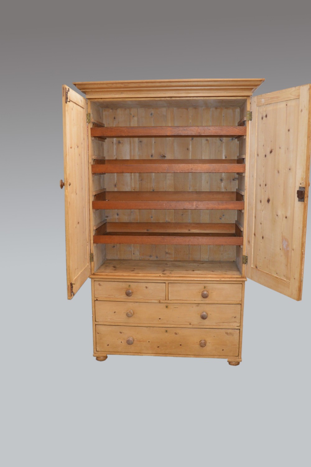 Antique Antique Victorian pine linen press  View V